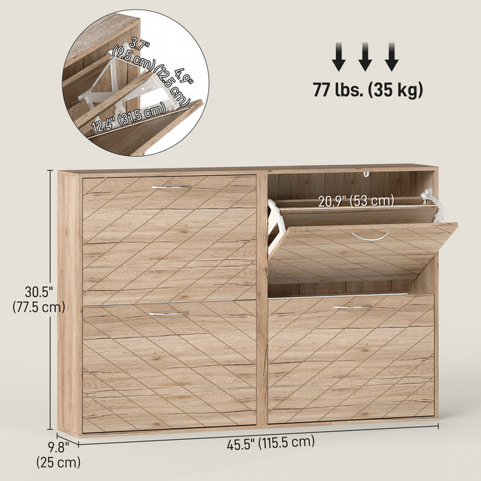 HOMCOM Slim Shoe Cabinet with 4 Flip Drawers for 12-20 Pair of Shoes