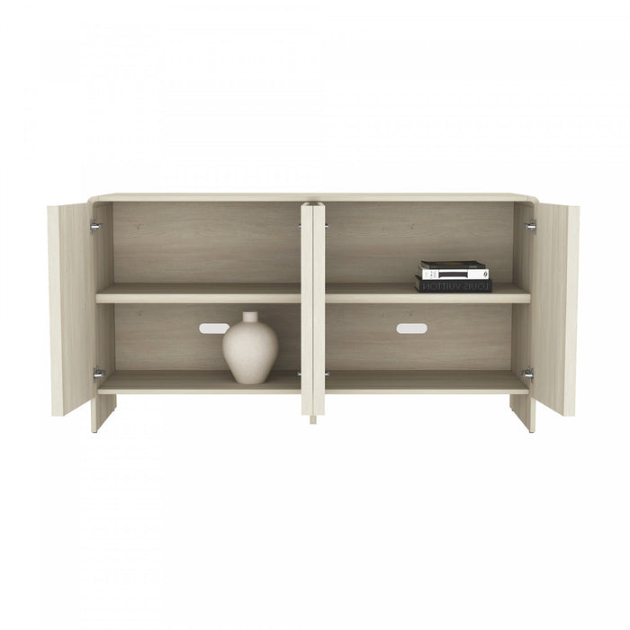 Novara Contemporary 60\" Sideboard in Whitewashed Oak (4-Door)