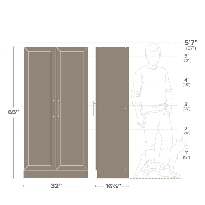 Elite Accent Storage Cabinet with Panel Doors & 3 Shelves - Rustic White 