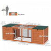 Pawhut Rabbit Hutch Wooden, Rabbit Cage With Double Main House, Openable Tops, Asphalt Roofs For Gui|Pawhut Clapier D'exterieur En Bois Pour Cochon D'inde Avec Double Maison Principale, Dessus Ouvrant,