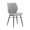Rourke Taupe Diamond-Quilted Armless Accent Chair with Black Metal Legs (Set of 2) | Chaise d'appoint Rourke taupe sans accoudoirs a motif matelasse losange avec pieds en metal noir (ens. de 2)