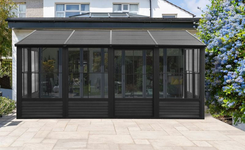 Florence - Wall Mounted Solarium 8x16 Metal Roof In Black