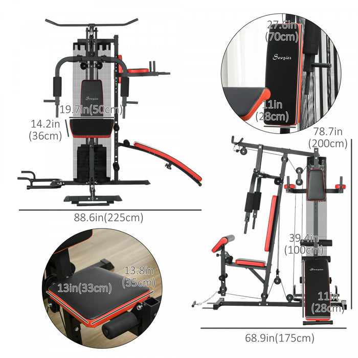 Soozier Multi Home Gym Equipment, Workout Station With 99lbs Weight Stack
