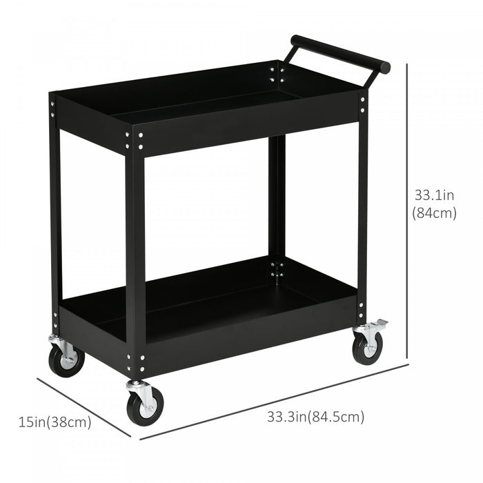 Durhand 2 Tier Rolling Tool Cart Steel Mobile Service Utility Cart