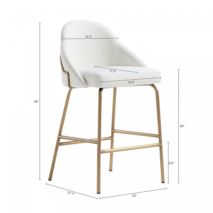 Gracie Modern Metal Upholstered Counter Stool in White and Gold - Set of 3