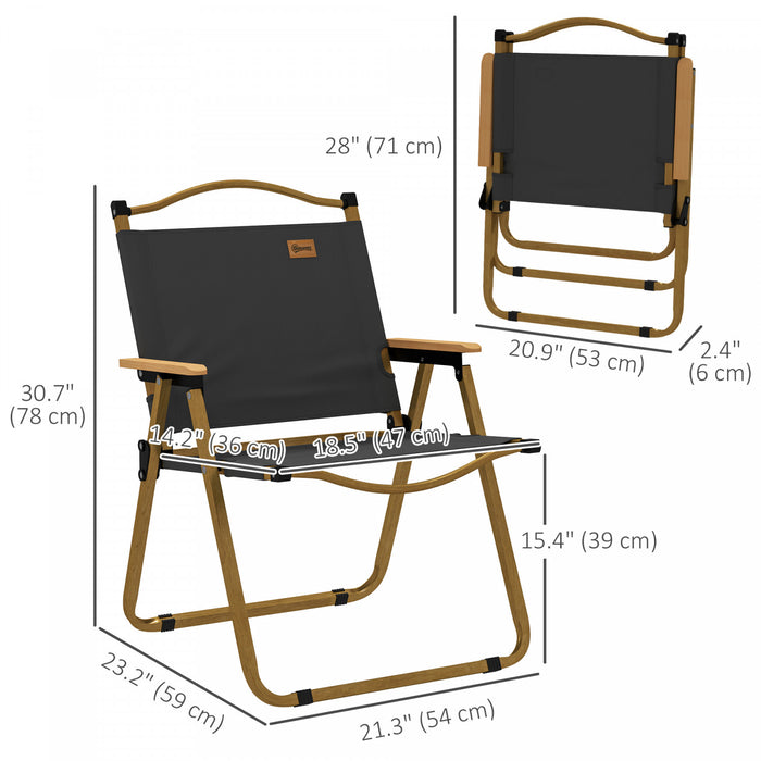 Outsunny Folding Camping Chair, Portable Armchair, Dark Grey