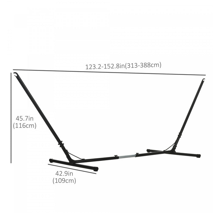 Outsunny 12ft Adjustable Hammock Stand Steel Frame Universal Fit Picnic Camp Day Bed Swing Metal Stand Up To 264lbs Capacity Black