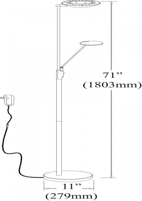 Dainolite Mother & Son LED Floor Lamp Satin Chrome/Polished Chrome Finish