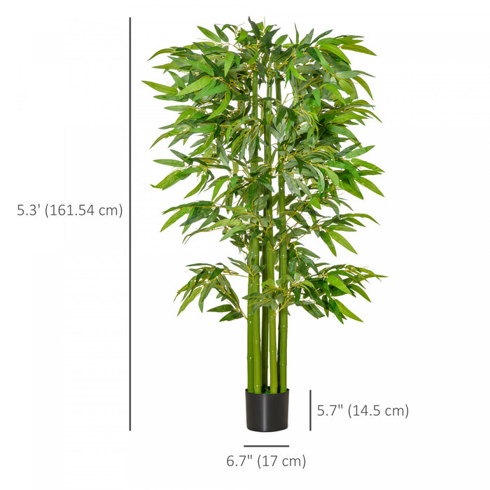 HOMCOM 5.3ft Artificial Tree Bamboo for Indoor Home Decor, Green