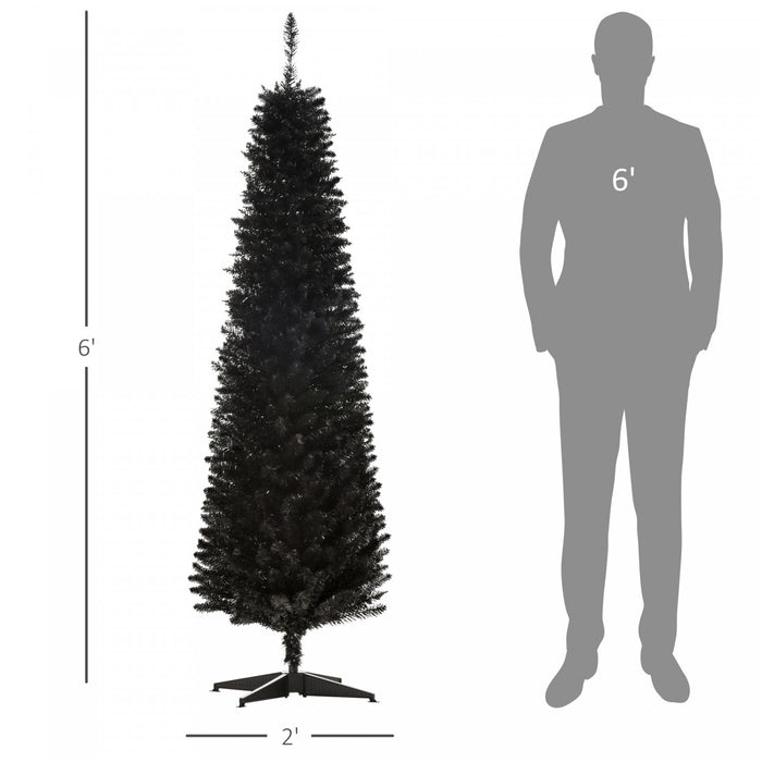 Homcom 6ft Pencil Slim Artificial Christmas Tree With 390 Realistic Branches