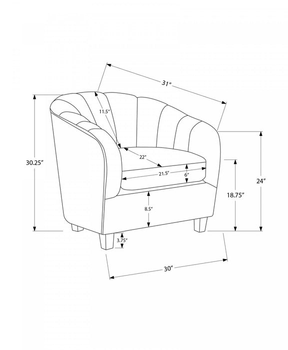Monarch Specialties - Accent Chair, 31\"H, Upholstered, Living Room, Bedroom, Silver Fabric, Transitional