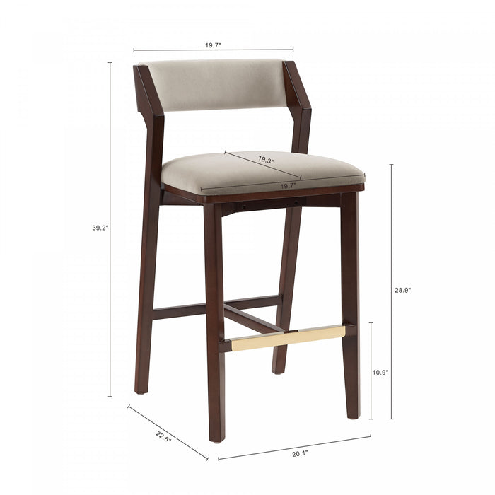 Patricia Modern Wood Upholstered Barstool in Linen - Set of 3