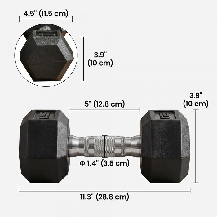 Soozier 2 x 15 lbs Rubber Dumbbells Weight Set for Body Fitness Training