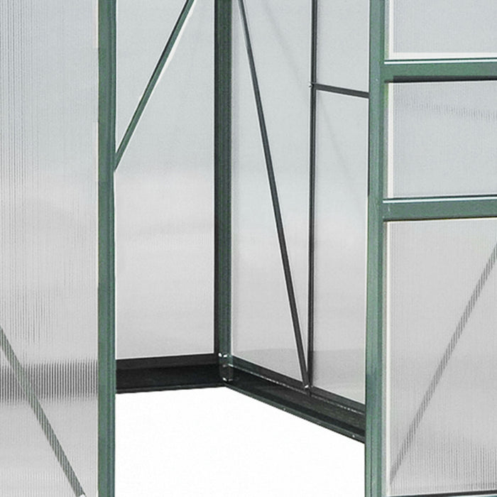 Outsunny 6.2' X 8.3' X 6.6' Clear Polycarbonate Greenhouse Large Walk-in Green House Garden Plants Grow Galvanized Base Aluminium Frame W/ Slide Door