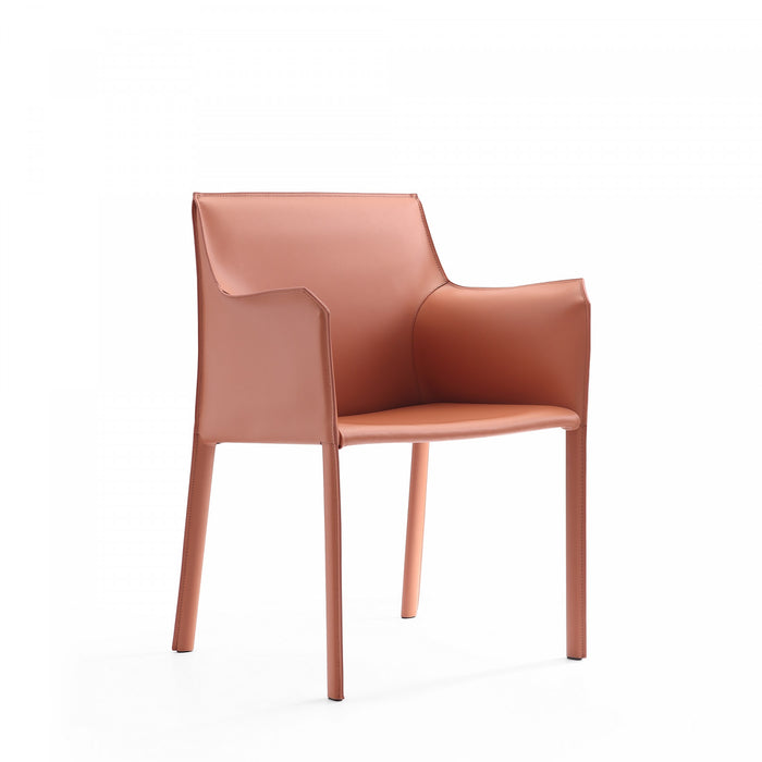 Paris Modern Vegan Leather Side Chair in Clay - Set of 2