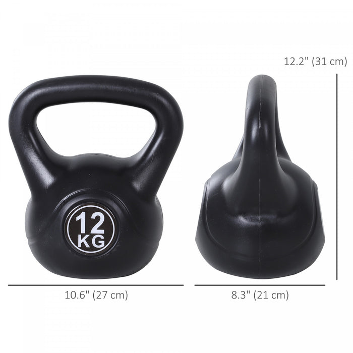 Soozier 26lb Fitness Kettlebell, Plastic Exercise Weight with Sand, Weightlifting Tools with Smooth Handle, Noise Reduction for Home, Gym