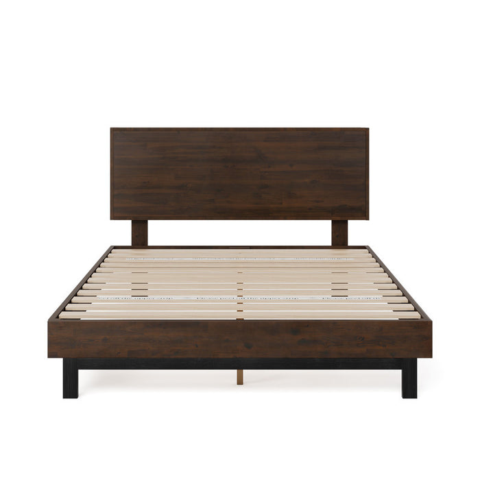 Tricia Wood Platform Bed with Headboard in Dark Brown - King Size