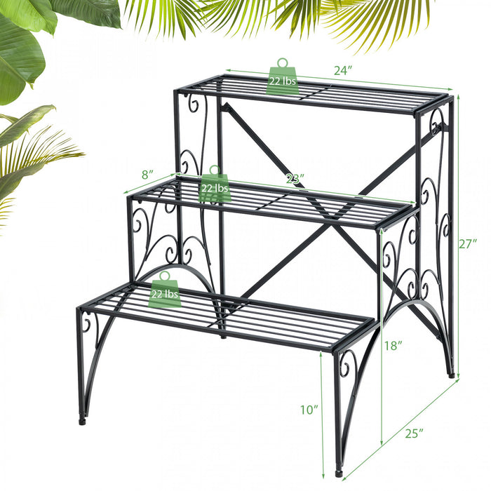 Costway 3 Tier Stair Style Metal Plant Stand Garden Shelf Flower Pot Display Rack