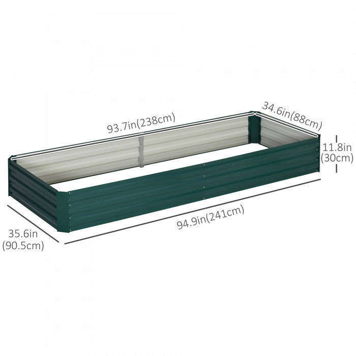 Outsunny 95\" X 36\" X 12\" Galvanized Raised Garden Bed, Metal Elevated Planter Box, Easy Diy And Cleaning For Growing Flowers, Herbs, Succulents, Green