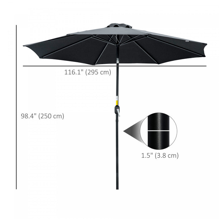 Outsunny 10' X 8' Round Market Umbrella, Patio Umbrella, Black