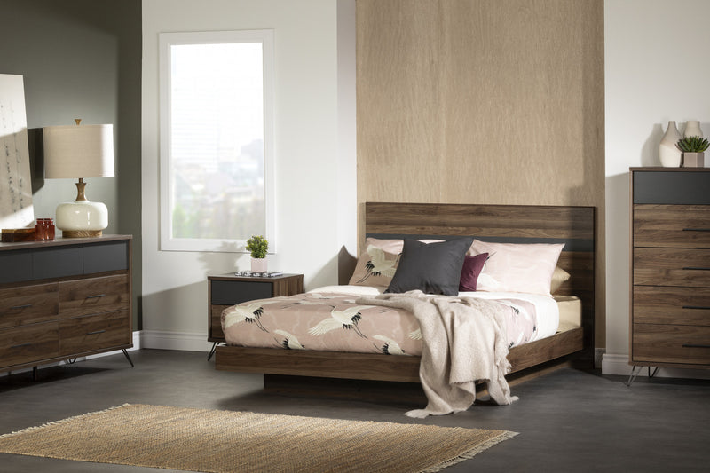 Olvyn 5-Drawer Chest Storage Unit - Natural Walnut Charcoal