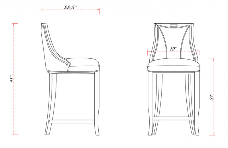 Emperor Traditional Wood Upholstered Barstool in Graphite - Set of 2