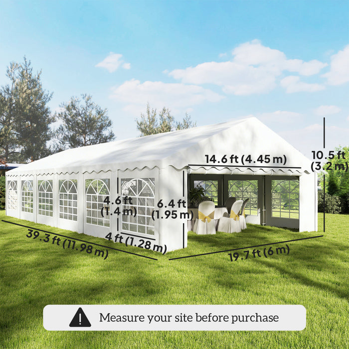 Outsunny 20' x 40' Large Party Tent with Removable Window Sidewalls, White