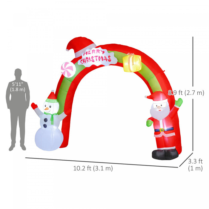 Outsunny 10' Christmas Inflatable Archway with LED Lights for Outdoor