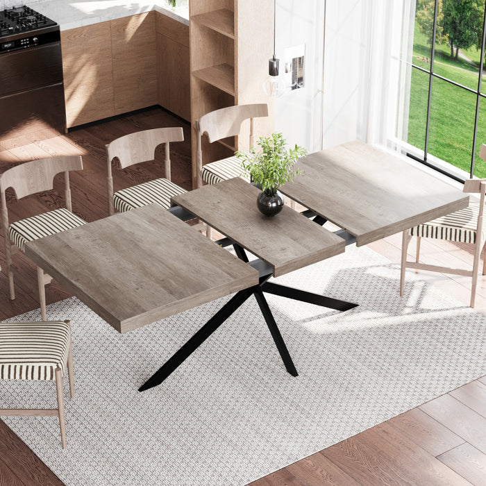 Ethan Retro Rectangular Extendable Dining Table with Hidden Storage,Grey