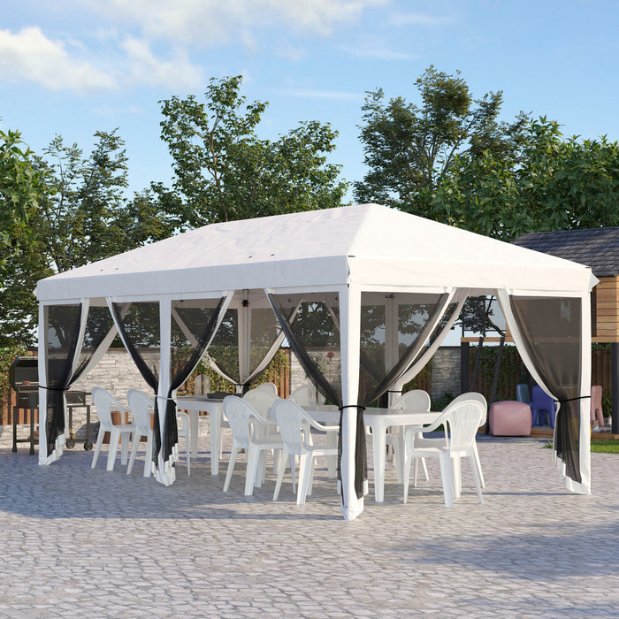 Outsunny 10' X 20' Pop Up Canopy Tent, Instant Canopies With 6 Removable Mesh Sidewalls, Carry Bag - Cream White