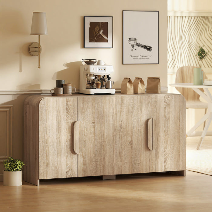 HOMCOM Sideboard Cabinet, 62\" Modern Buffet Cabinet with Soft-Close Doors