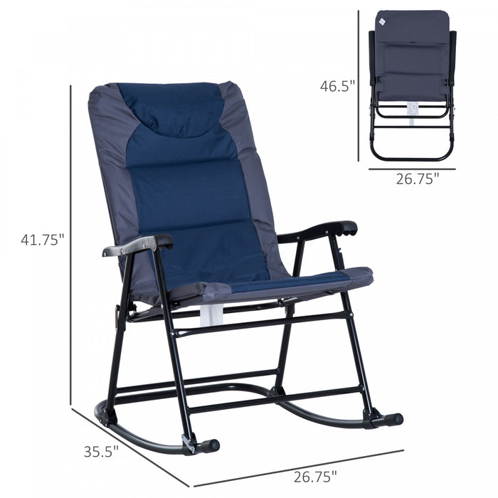Outsunny 2pc Patio Foldable Rocking Chair Set, Navy Blue