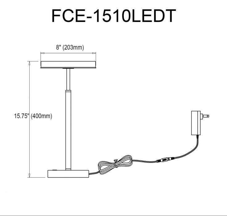 Dainolite Francine Table Lamp 10w Sandy Black White Acrylic Diffuser