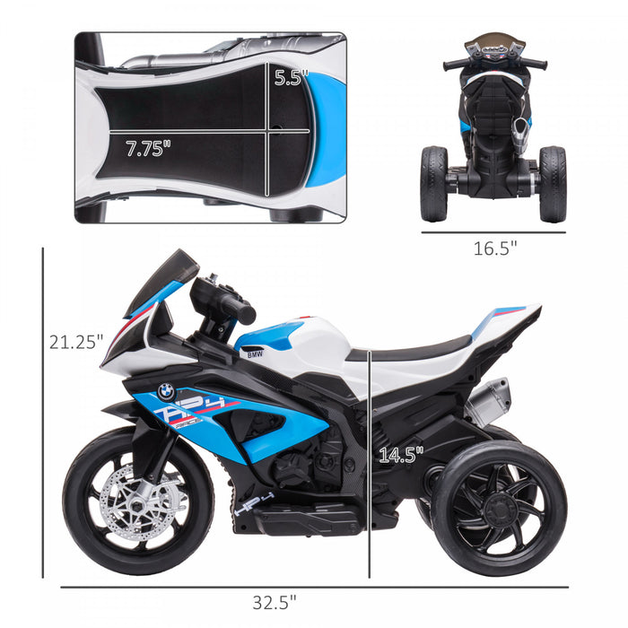 Aosom Kids Electric Powered Ride-On Motorcycle Toy 3-wheels 6v Battery Powered Motorbike With Music For 18 - 60 Months Old Girls And Boys, Blue