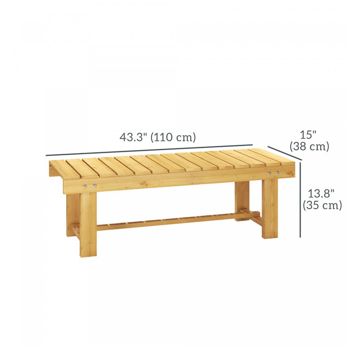Outsunny 43.25\" Outdoor Wood Garden Bench Double Seat Natural