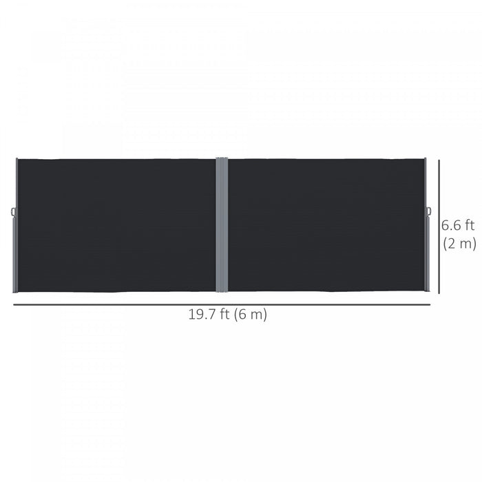 Outsunny Retractable Double Side Awning, Outdoor Privacy Screen, Black