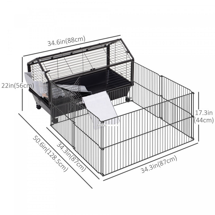 Pawhut Metal Small Rabbit Hutch Cage Main House Guinea Pig Hutch