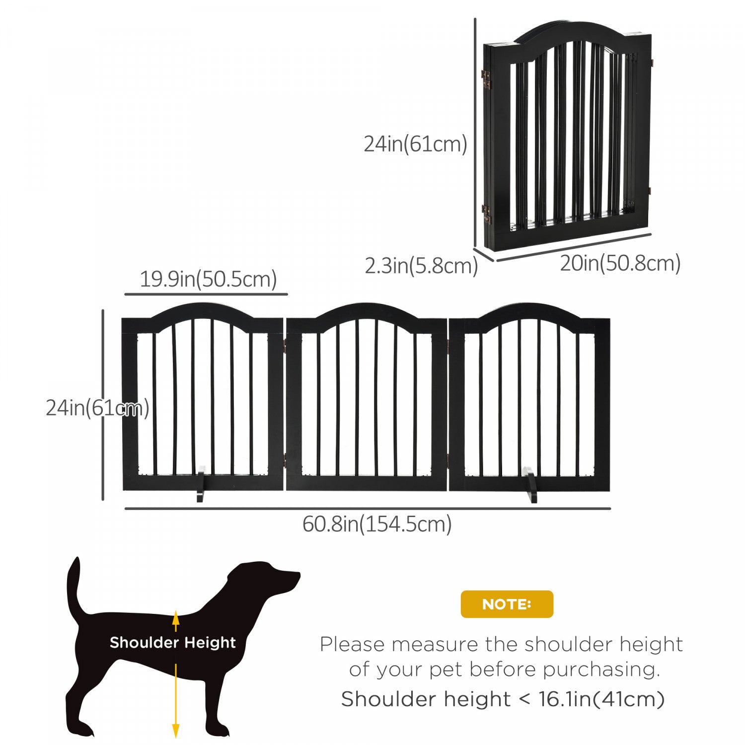 Pawhut Freestanding Pet Gate For Dogs 24