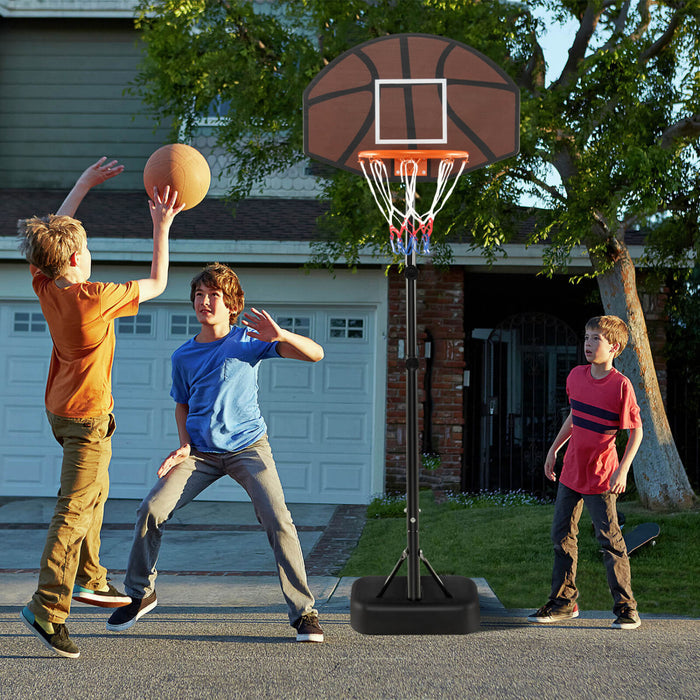 Costway Basketball Hoop 5.6-6.5 Ft Height Adjustable For Kids With Shatterproof Backboard