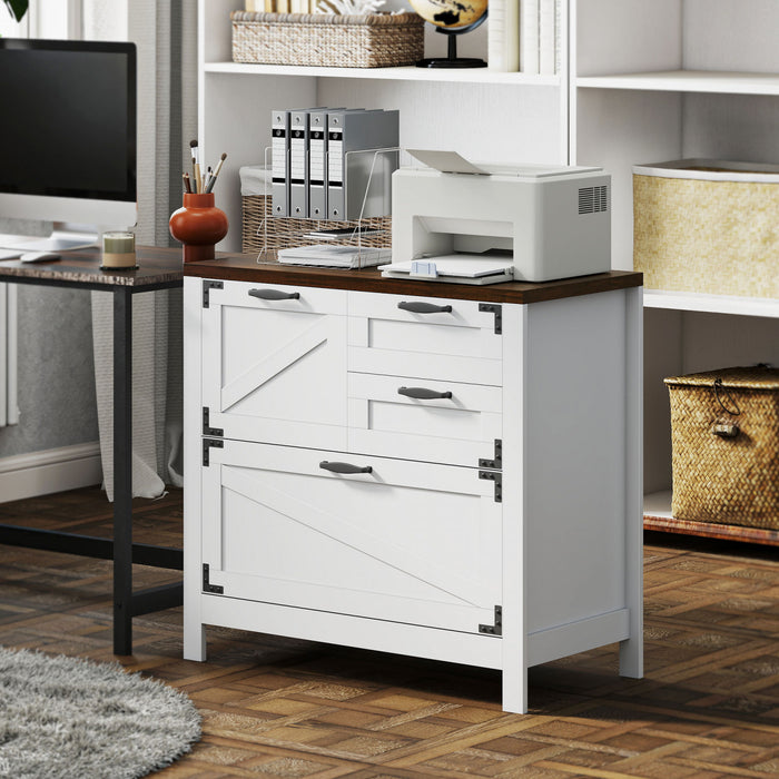 HOMCOM 4 Drawer File Cabinet Filing Cabinet for Letter/A4/Legal Files White