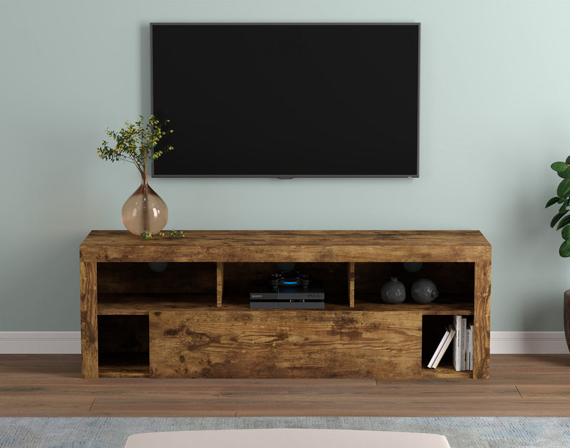 59” TV Stand With 1 Big Drawer and 5 Shelves - Brown Reclaimed Wood 