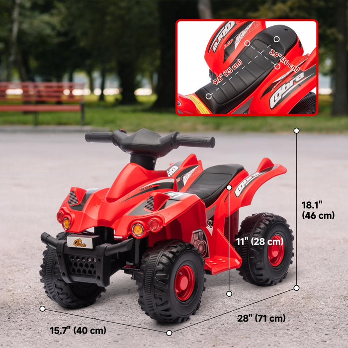 Qaba 6v Kids Atv Quad, 4 Wheeler Battery Powered Ride-On Electric Vehicle For Kids With Music, Forward, For Boys Girls Toddlers Ages 2-6 Years, Red