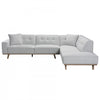 Sloane 2-Piece Linen-Look Fabric Sectional with Tufted Back and Tapered Wood Legs - Light Grey | Sloane Sectionnel 2 pieces en tissu aspect lin avec dossier touffete et pieds en bois fuseles - Gris pale