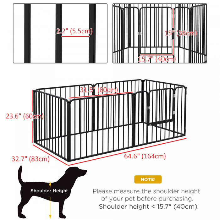 Pawhut Heavy Duty Dog Playpen, 6 Panels 24\" Height Steel Pet Puppy Exercise Pen, Diy Design, Outdoor Indoor, For Small Dogs