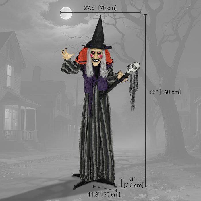 Outsunny Animated Halloween Decoration, Animatronics Witch, Orange