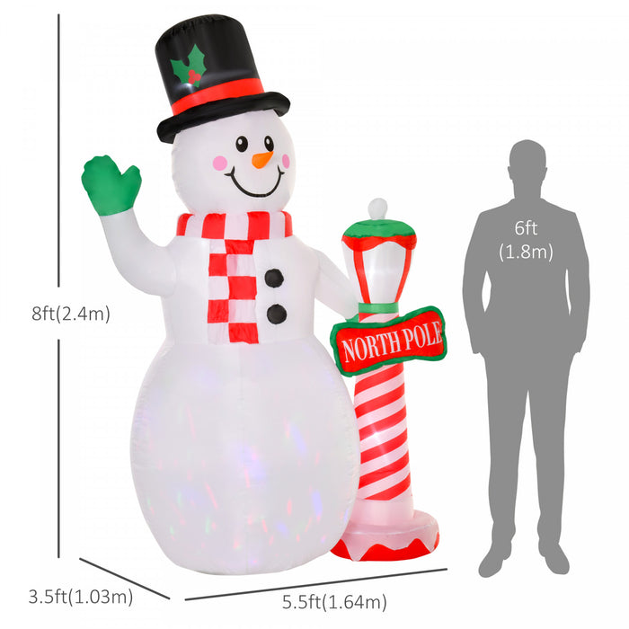 Homcom 8ft Snowman Inflatable Christmas Decoration