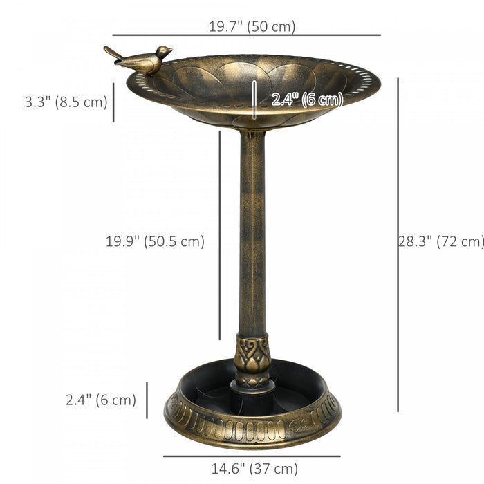 Outsunny Bird Bath For Outdoors, Birdbath With Bird Decoration, Bronze