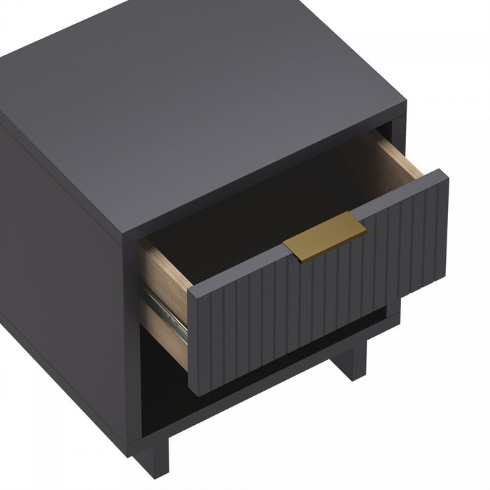 Elara Contemporary 18\" Solid Wood Nightstand in Charcoal Gray (1-Drawer)