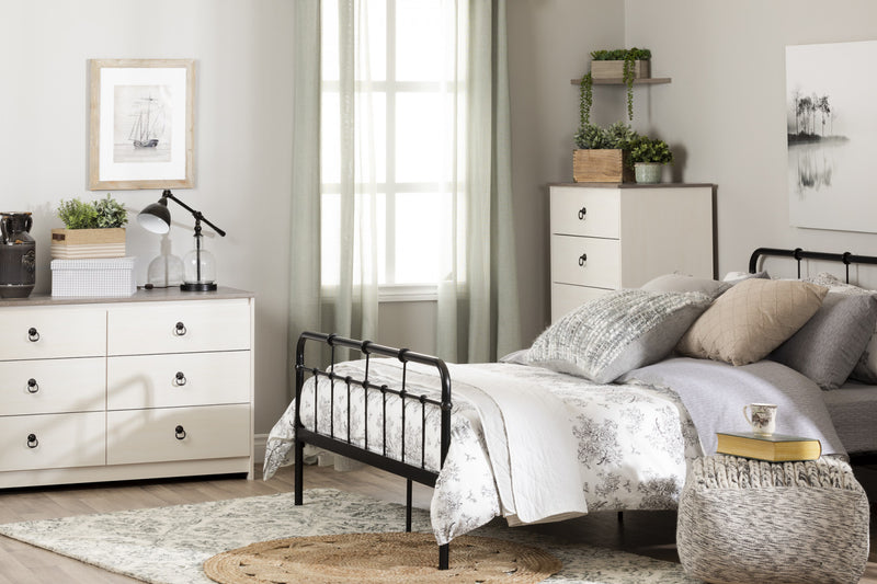 Plenny 6-Drawer Dresser White Wash and Weathered Oak - South Shore