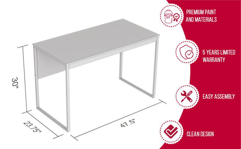 Computer Desk Study Desk For Home Office, Gaming Room 47.25l Dark Taupe Black Metal Base